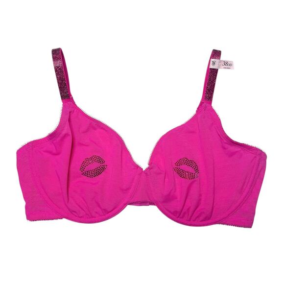 Victoria's Secret Shine Unlined Low-Cut Demi Bra Lips Fuchsia Frenzy Size 38DD - Picture 4 of 4